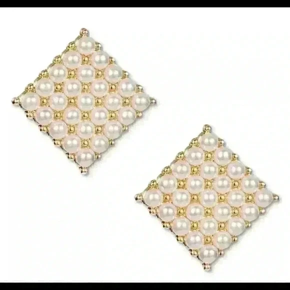 INC Pearl Square Stud Earrings - Picture 3 of 3